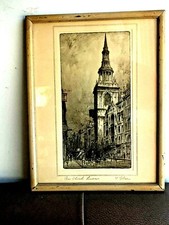 ANTIQUE ENGRAVING BOW CHURCH