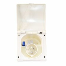 White Square flap 230v electric 16 amp inlet for caravan motorhome horse box