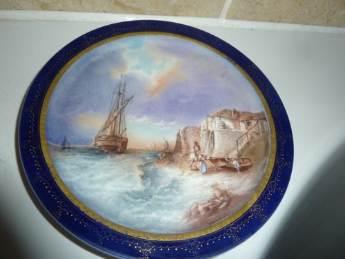 19thc limoges china 17cm blue - 19thc,