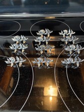 11-Swarovski Silver Plated Rose Place Card Holder Marked -Swan T Hallmark -Japan