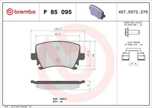 Brembo rear brake pad set - pad,