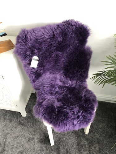 Sheepskin rug purple real - sheepskin,
