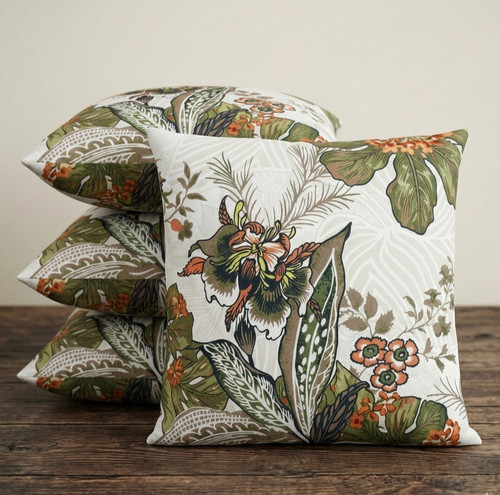 Set cream floral cushion - set, 4