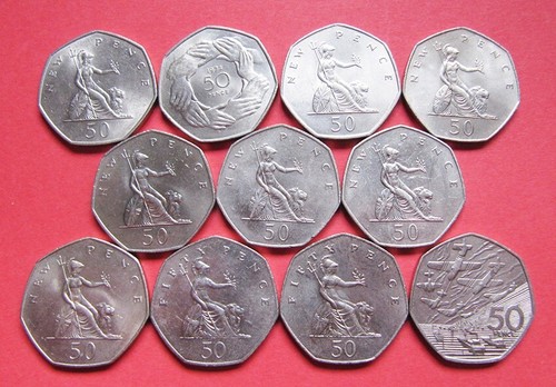 Various large 50p coins - uk,