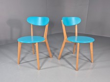 2 Oak Dining Chairs Light Blue