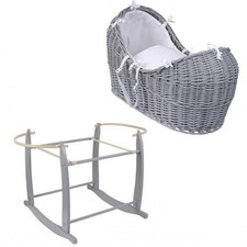 CLAIR DE LUNE Waffle Grey Wicker Noah Pod & Deluxe Stand