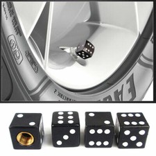 4x Black Dice Car Wheel Tyre Tire Rim Air Stem Valve Caps Dust Cover Accessories