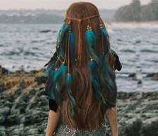 Boho Faux Feather Headband - Gypsy, Native, Fancy Dress Style Hair Band -...