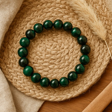 Emerald Dark Green Crackle Glass 8mm Stretch Elastic Bracelet Women Gift Bag