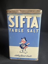SIFTA SAM JOLLY GOOD VINTAGE TABLE SALT KITCHENALIA ADVERTISING 14LB DISPLAY TIN