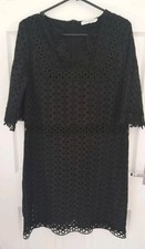 black broderie anglaise style dress size 42 (14-16) flattering  GERARD DAREL