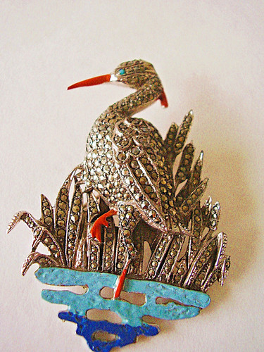 Art deco enamel marcasite - enamel,