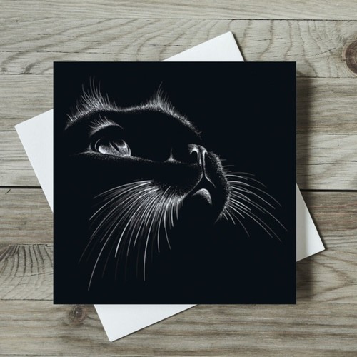 Black magic cat - black, greeting