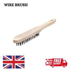 1x Wire Brush 4 Row Rust Cleaning Handle Steel Wooden Heavy Duty Metal Removal