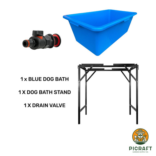 Blue dog bath tub elevated - blue,