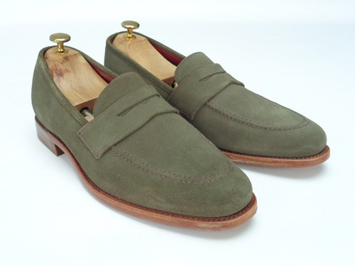 Loake camden olive green - loake, suede
