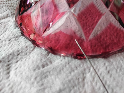 Vintage cranberry cut clear - vintage, cut-to-clear
