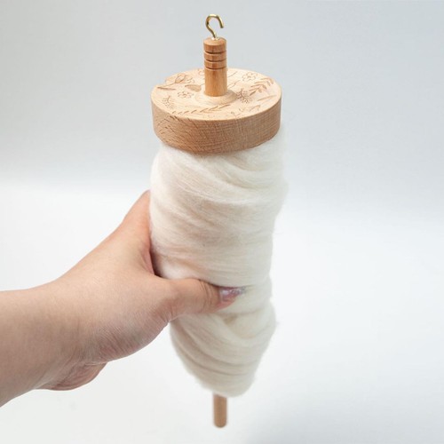Drop spindle with wool strips - drop,