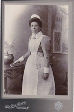 ANTQIUE CABINET PHOTO MAID IN UNIFORM, CHATELAINE BY WEST END STUDIO SOUTHAMPTON