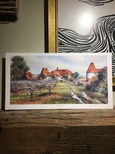 TERRY HARRISON ENGLAND'S GARDEN GOUDHURST KENT OAST HOUSES SIGNED F&G PRINT ART