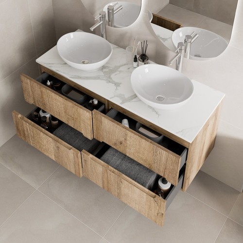 1200 oak white marble - oak, vanity