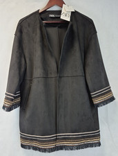 Zara Black Fringe Jacket Faux