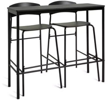 Stella Metal Bar Table & 2 Black Bar Stools | Modern Kitchen Breakfast Furniture