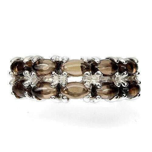 Silver ring smoky quartz - silver,
