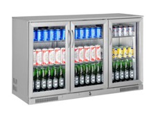 3 HINGED DOOR BAR COOLER STAINLESS STEEL UNDERCOUNTER DRINK BOTTLE FRIDGE NEW