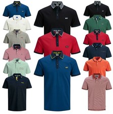 Mens Polo T Shirt Jack & Jones Short Sleeve Plain Top Pique Style Collared Tee