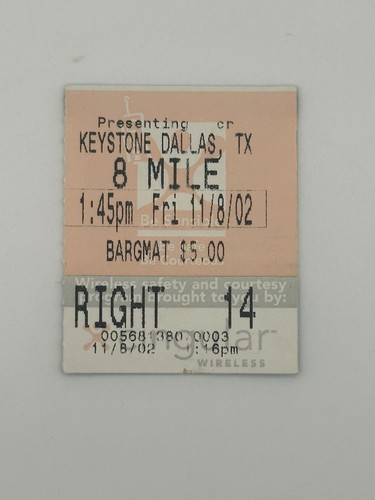 2002 mile movie ticket - 2002, stub