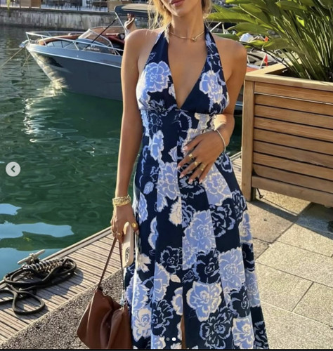 Zara blue floral halter - , neck