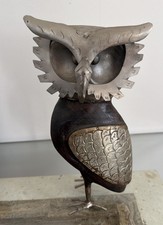 Metal and wood Owl Sculpture