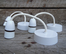 3x Pendant Light Fitting Set White Ceiling Rose Lamp Holder with 6 inch Cable