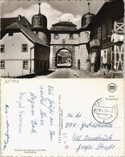 Postcard Tann Geese, street section at the city gate 1960