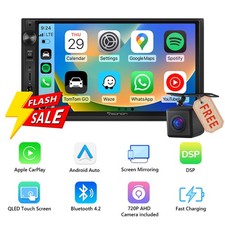 7" Double Din Car Stereo for Apple CarPlay Android Auto Touch Radio Head Unit BT