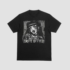 Bad girls taste better graphic print tshirt tattoo devil girl top up to 4XL