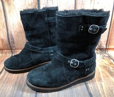 UGG Australia Noira Boot Mid Black Lined Waterproof 1001733 Womens 8 (m6e)