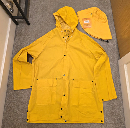 Men yellow pvc hooded long - yellow,