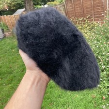 Vintage KANGOL Women's Black Beret Style Fluffy Angora Wool 1970s Hat