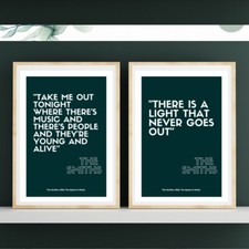 Set of 2 The Smiths Song Lyric Prints “There is a Light That Never Goes Out” Art