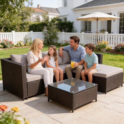 Rattan garden corner sofa set - rattan,