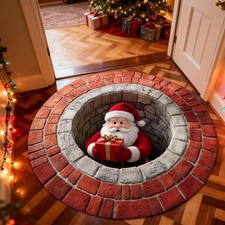 Christmas 3D Rug, Christmas Optical Illusion Decorative Rugs With Depth Pattern