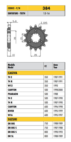 384 pass sprocket 520 for - 384,