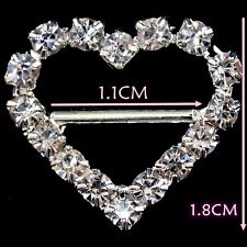 Heart Buckles Ribbon Sliders Rhinestone Crystal for Wedding Invitations Crafts