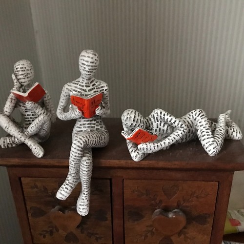 Resin reading figurines - resin,