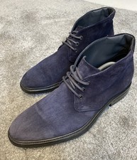 Hugo Boss Mens Navy Blue Suede Chukka Boots UK 9.5 EU 44 Commando Sole VGC