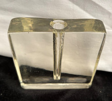 Lisbeth Dahl Art Glass bud vase/square flower block, clear, Denmark, 1990s