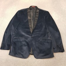 Dobell Mens Jacket 48L Blue Navy Velvet Tuxedo Smoking Dinner Blazer Satin Lapel