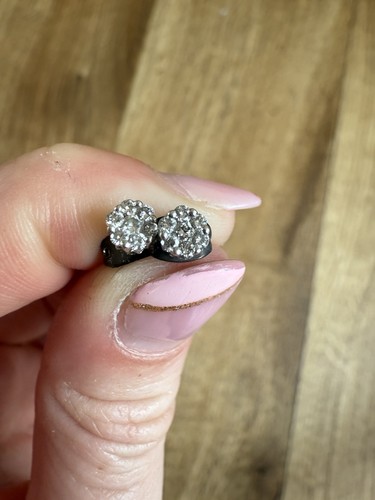 Silver diamond cluster stud - silver,
